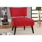   microfiber upholstered accent chair with wood legs and padded back