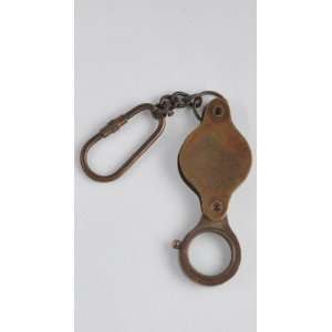  Antique maritime brass Key chain Magnifying glass 
