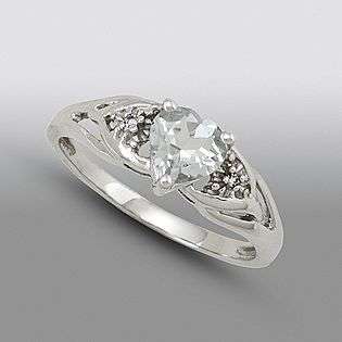 Heart Shaped Aquamarine Ring with Diamond Accents  Jewelry Gemstones 