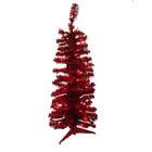   Pre Lit Red Hot Artificial Pencil Tinsel Christmas Tree   Red Lights