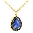  Goldtone Blue Pear Shape Faux Stone Necklace