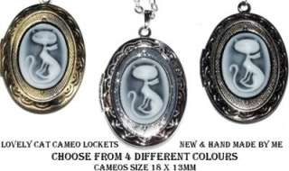   Gothic Cat/Kitty/Animal Cameo Necklace/Locket/Pendant 4 Colours  