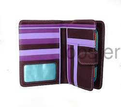 BELARNO FINEST NAPPA LEATHER PURPLE BLUE ORCHID BIFOLD WALLET WITH ZIP 