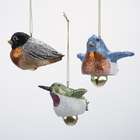   Robin, Bluebird & Hummingbird Fiesta Jingle Bell Christmas Ornaments