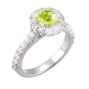   Gold Ring with Fancy Greenish Yellow Diamond 1/2 carat Brilliant cut