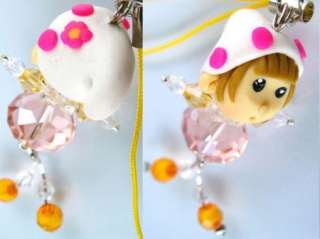 J10 fimo clay n crystal cell phone strap girl pink  