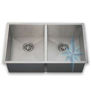 Polaris Sinks D2233 Degree Double Bowl Utility Sink  Stainless Steel 