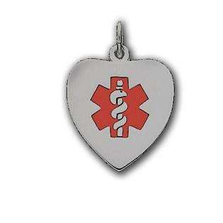 PicturesOnGold Stainless Steel Enameled Heart Medical Id Pendant 