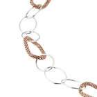   Sterling Silver Link Chian With Red Gold Plated Mesh Ring Necklace