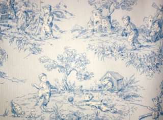 Lined Valance Curtain Baby Boy Blue Toile  