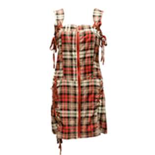 FBS Red and Light Brown Colored Plaid Overalls 