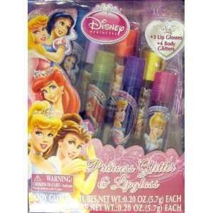 Disney Princess Glitter & Lip Gloss.Body Glitter 4 TubesLipgloss 