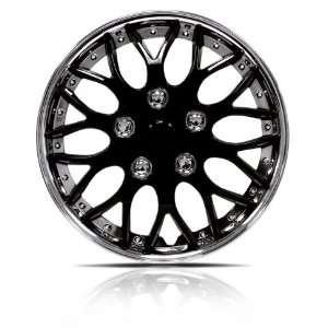  15 Hubcaps Premium Quality Black with Chrome Lip 4 Pack 