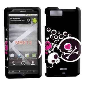  Black with Pink Skull Heart Design Rubberized Snap on Hard 