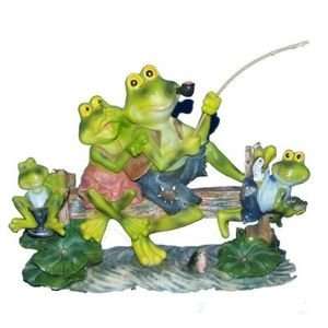  Frog Family Go Fishing Figurine