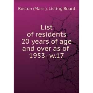  List of residents 20 years of age and over as of . 1953  w.17 