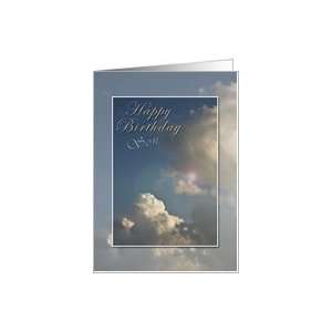  Happy Birthday Son, Blue Sky with Clouds Card Toys 