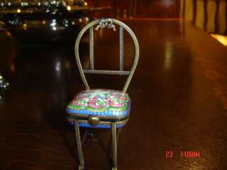 Antique FRENCH LIMOGES PILL BOX IN THE FORM OF A CHAIR  