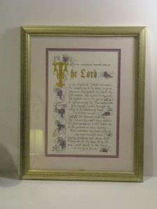 HOME INTERIORS Gold Framed Picture The Lords Prayer Pink/Purple Mat 