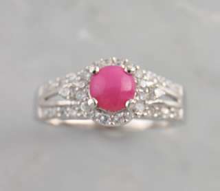 Sterling Silver Pink Star Sapphire CZ Brilliant Ring  