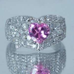  Fabulous Heart Cut Sterling Silver Simulated Pink Sapphire 