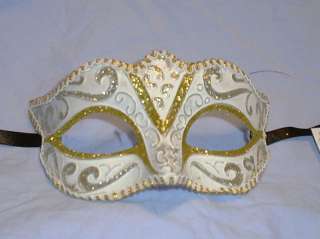 White Silver Gold Small Child Ornate Masquerade Mask  