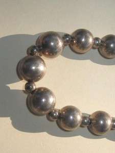 Vintage Graduated Sterling Silver Beads Necklace  