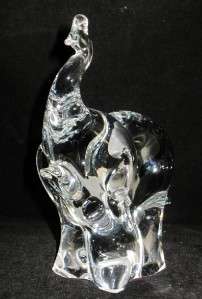Blown Art Glass Elephant Paperweight 5 1/4 Tall  