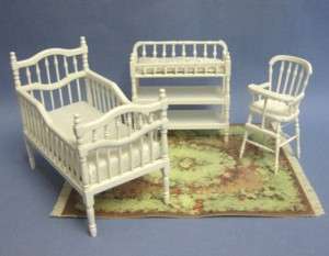 Dollhouse Miniature White Victorian Nursery Furniture  