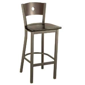  Cafe Stool with Solid Wood Seat and Back Walnut Seat/Black 