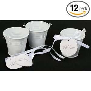 Inch White Metal Mini Favor Pails or Buckets Kit   Includes 12 Pails 