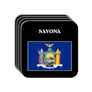 US State Flag   SAVONA, New York (NY) Set of 4 Mini Mousepad Coasters