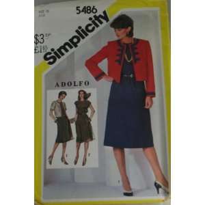  Simplicity 5486 Pattern Adolfo Misses Dress and Lined 