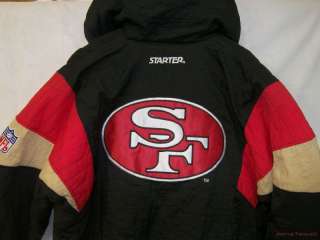 Awesome VINTAGE NFL STARTER Black SAN FRANCISCO 49ERS Jacket Coat Sz M 