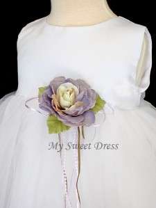 White Lavender Baby Infant Flower Girl Easter Pageant Petal Dress 6M 