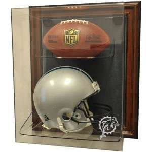  Miami Dolphins Helmet and Football Case Up Display 