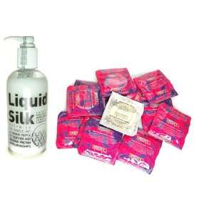   Lubricated 24 condoms Liquid Silk 250 ml Lube Personal Lubricant