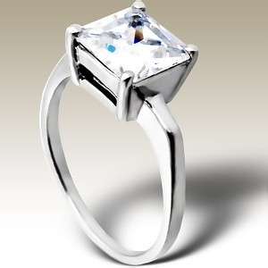 Sterling Silver Ring Princess CZ High Polished Finish  