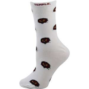  NCAA Temple Owls Ladies White All Over Logo Mid Calf Socks 
