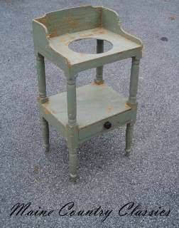 19th Century Antique ONE DRAWER WASHSTAND in Old Gray Paint Primitive 