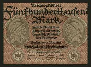 500,000 MARK Banknote GERMANY 1923   Inflationary   EF  