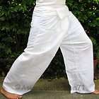 Thai Fisherman Pants Yoga Trousers Beach Dance 280 gram WHITE Cotton 
