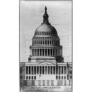  Elevation,dome,US Capitol,drawings,Thomas U Walter,United 