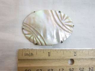   MOTHER OF PEARL SHELL ART DECO OVAL BROOCH PIN*2*OLDER VINTAGE  