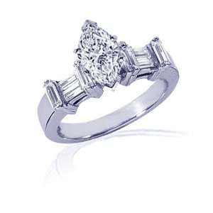  Marquise Shaped Halo Diamond Engagement Ring SI2 Fascinating Diamonds