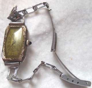   Elgin WHITE/GOLD FILLED Watches ART DECO? Hinged w/Sapphire?pin  