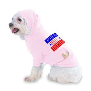 VOTE FOR HUNTER Hooded (Hoody) T Shirt with pocket for your Dog or Cat 