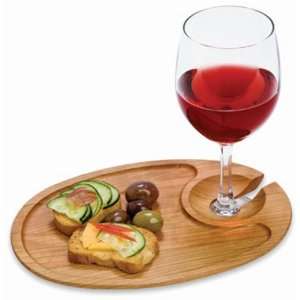   Maple Oval Plate And Wine Glass Holders Set Of 4