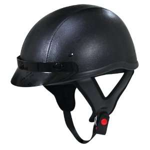  Outlaw Dark Rider Black Leather Half Helmet   XXL 