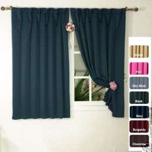 Blackout Thermal Insulated Curtain 63L 1 Set Navy  